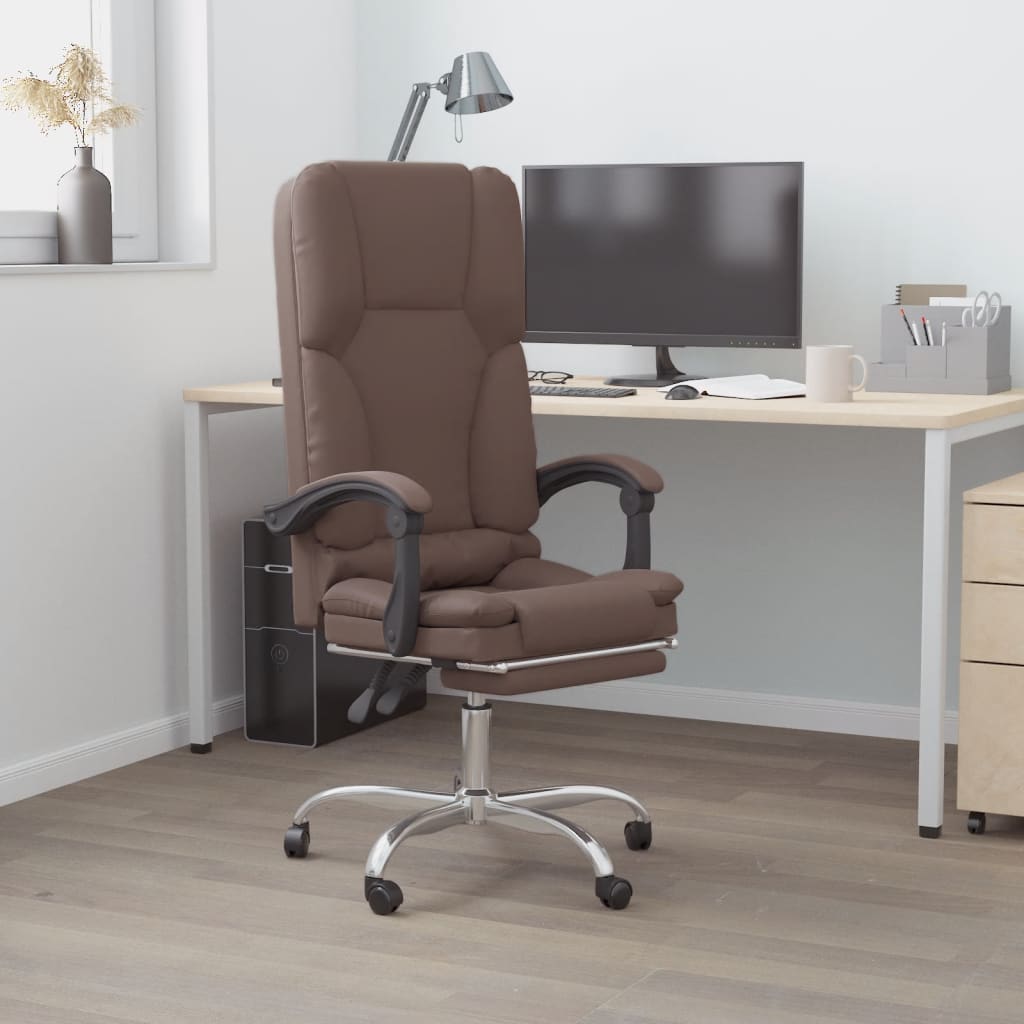 kontorstol med massagefunktion kunstlæder brun