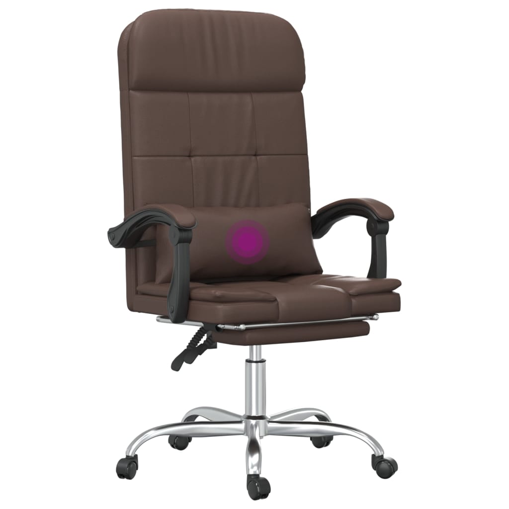 kontorstol med massagefunktion kunstlæder brun