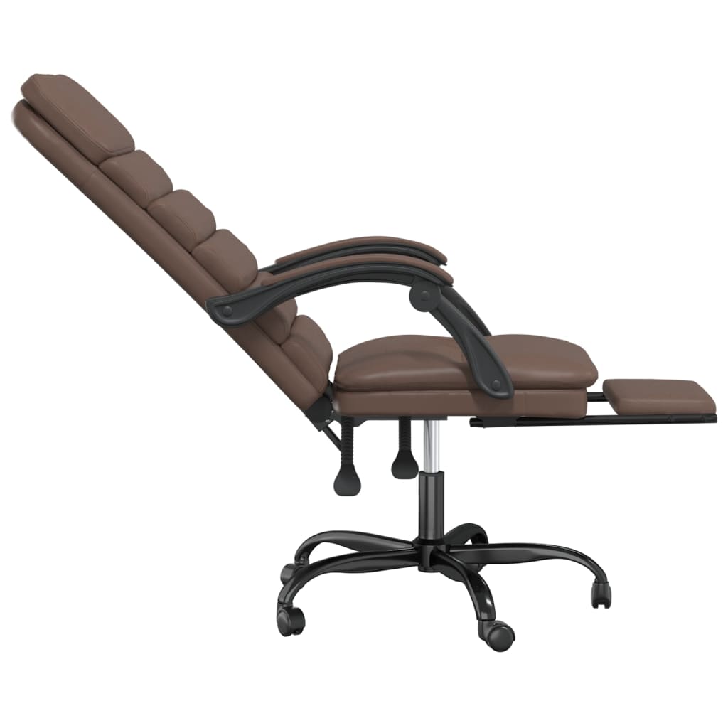 kontorstol med massagefunktion kunstlæder brun
