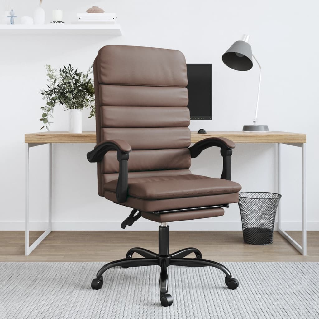 kontorstol med massagefunktion kunstlæder brun