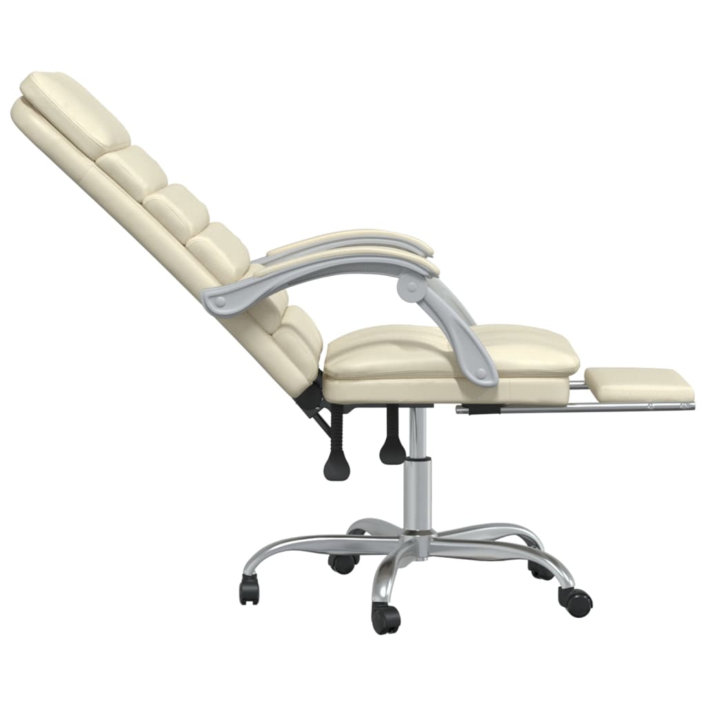 kontorstol med massagefunktion kunstlæder cremefarvet