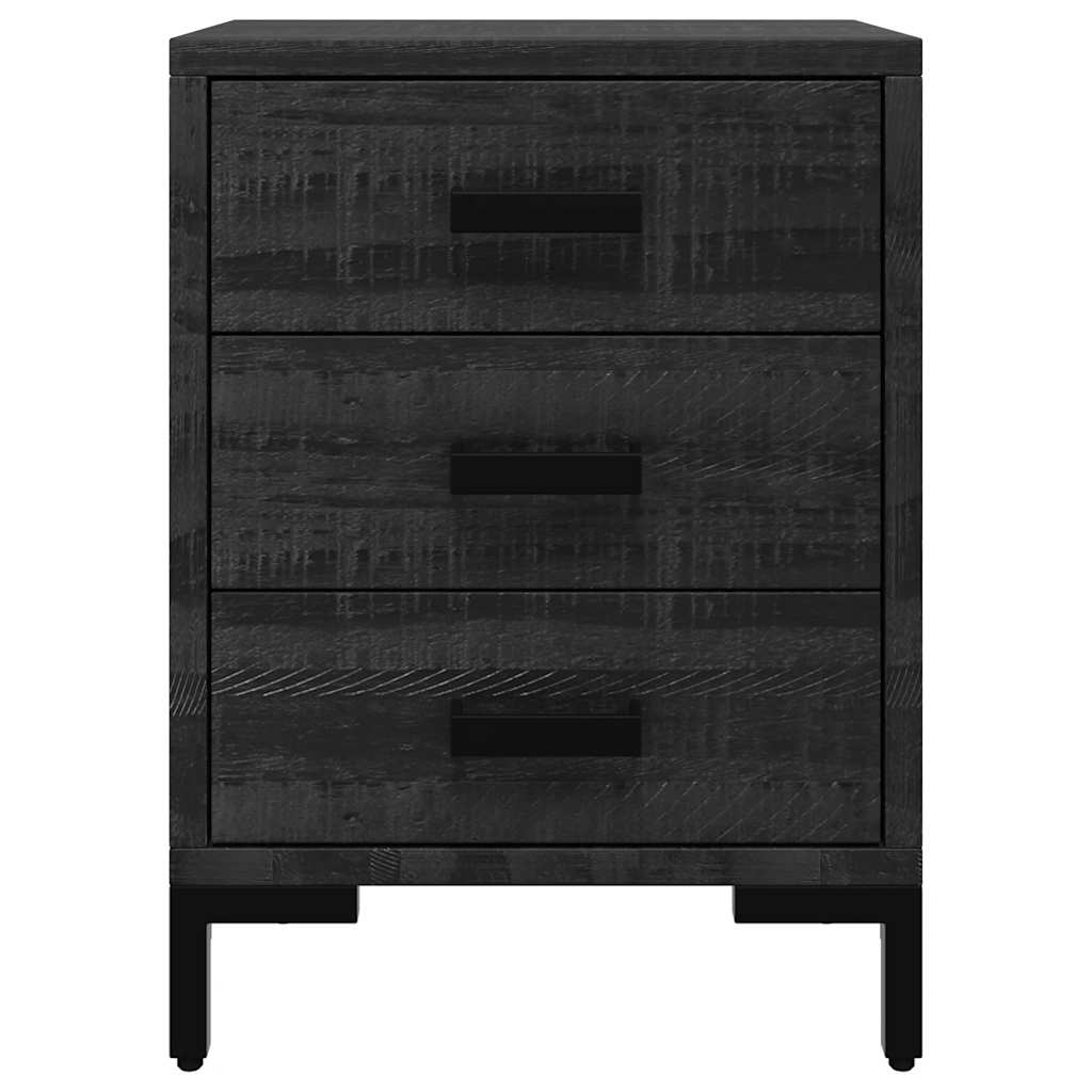 sengebord 40x30x55 cm massivt genanvendt fyrretræ sort