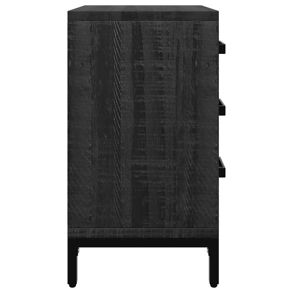 sengebord 40x30x55 cm massivt genanvendt fyrretræ sort