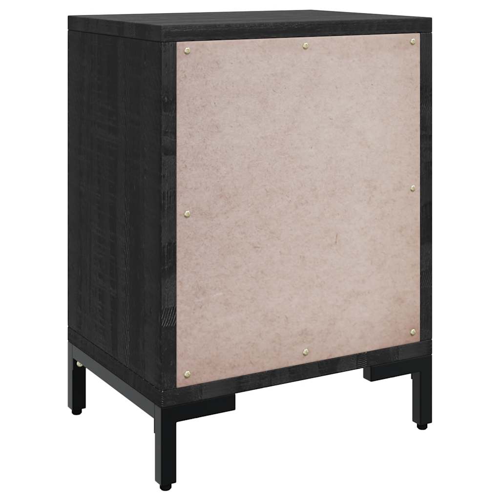 sengebord 40x30x55 cm massivt genanvendt fyrretræ sort
