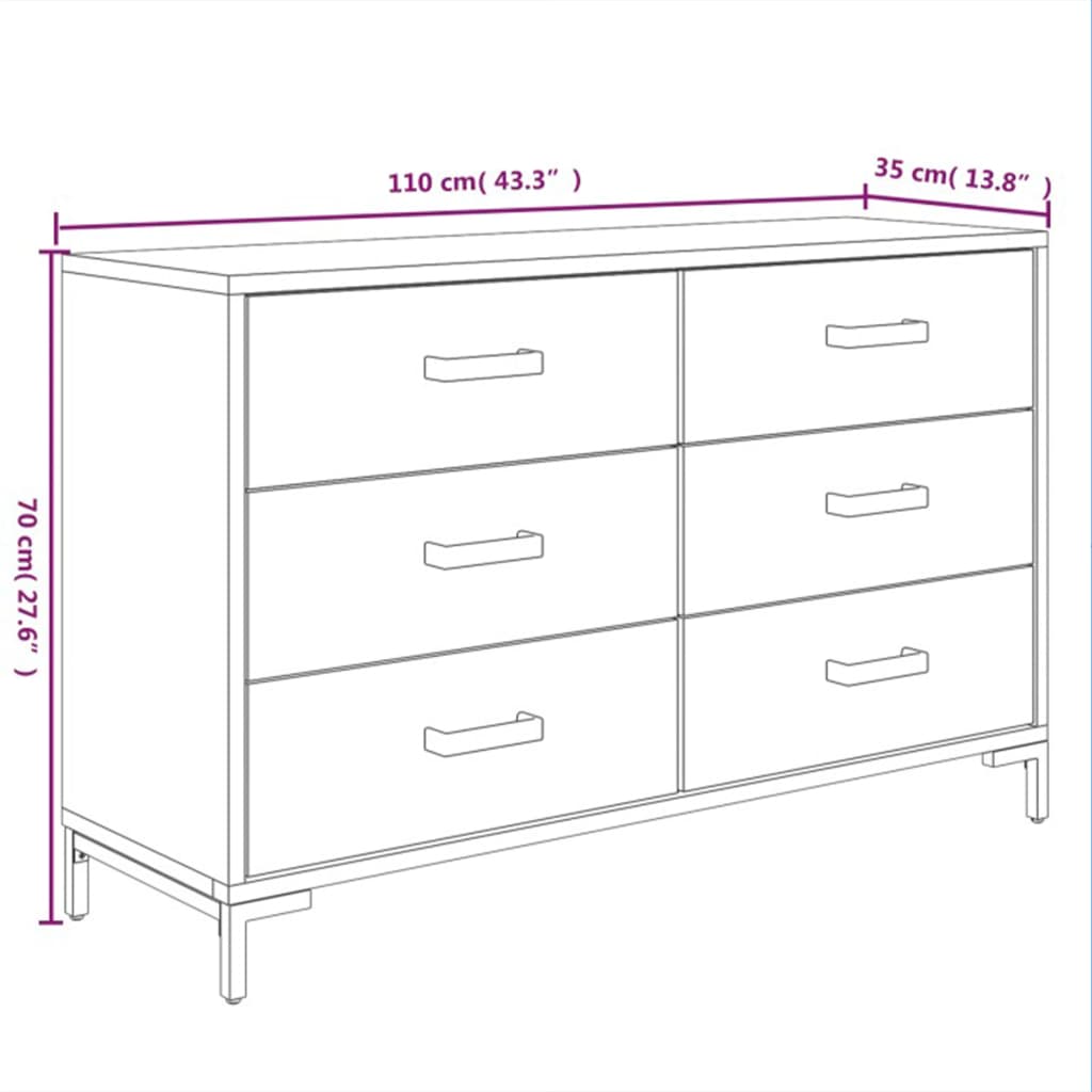 skænk 110x35x70 cm massivt fyrretræ sort