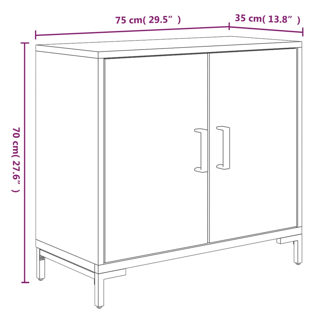 skænk 75x35x70 cm massivt fyrretræ brun