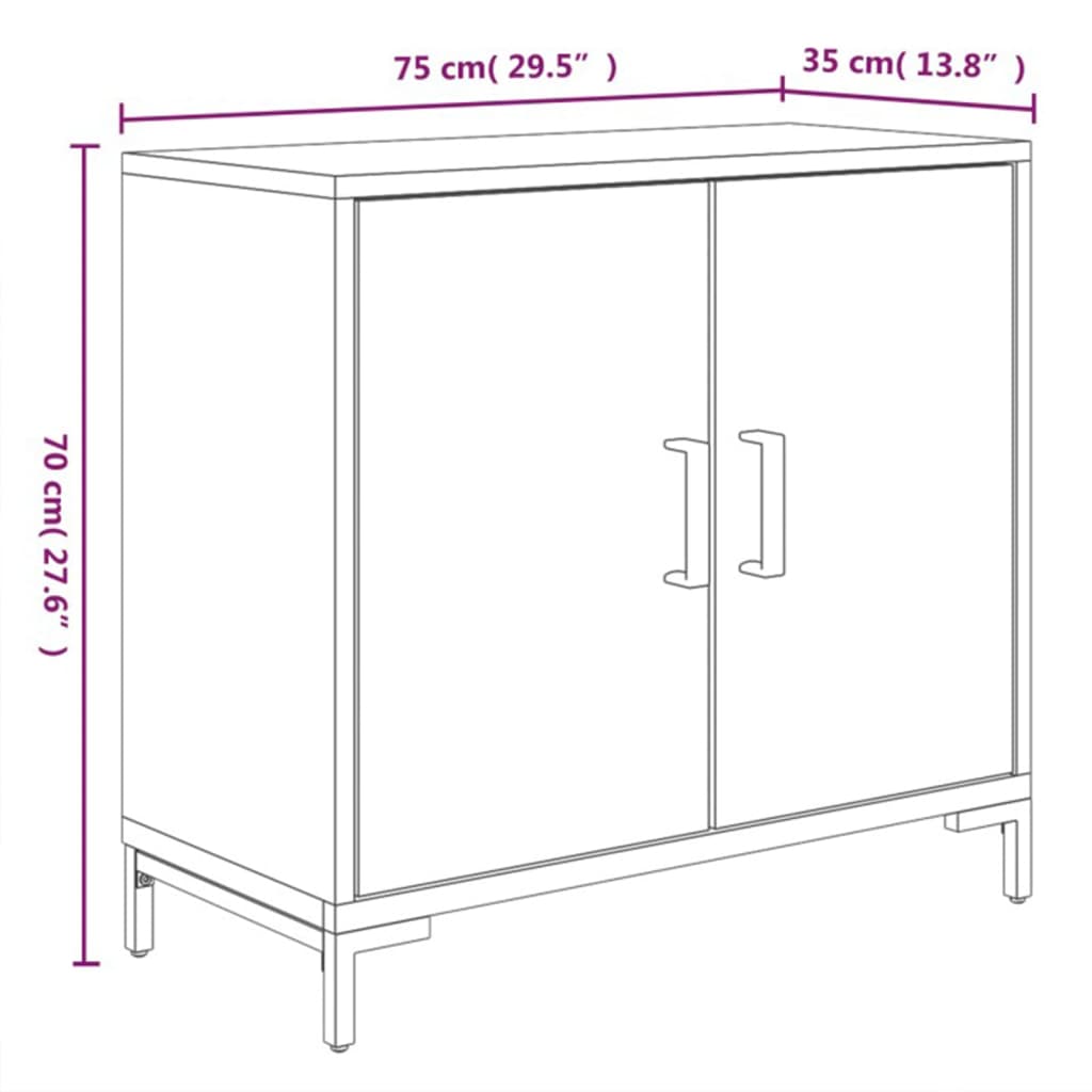 skænk 75x35x70 cm massivt fyrretræ sort