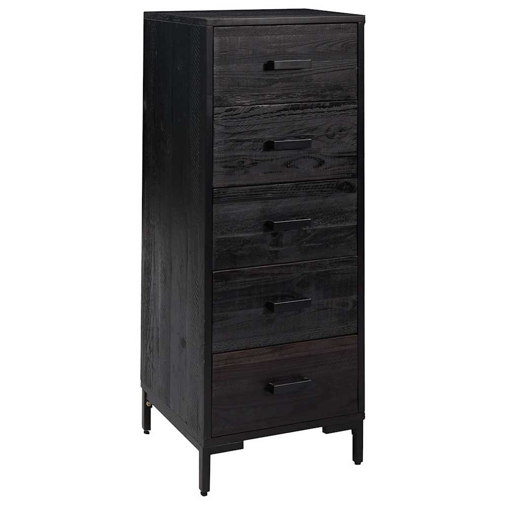 kommode 42x35x110 cm massivt fyrretræ sort