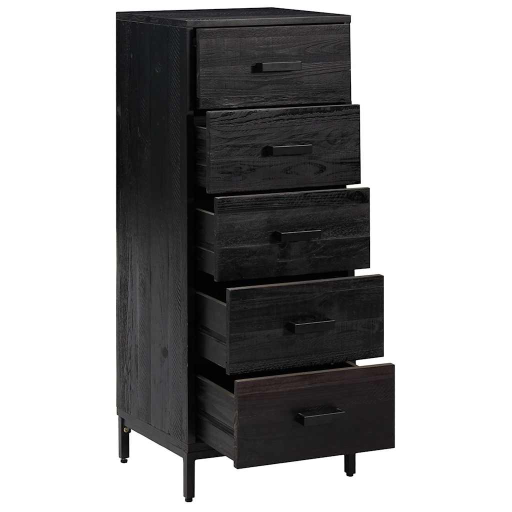 kommode 42x35x110 cm massivt fyrretræ sort