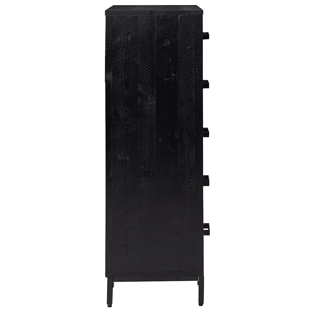 kommode 42x35x110 cm massivt fyrretræ sort
