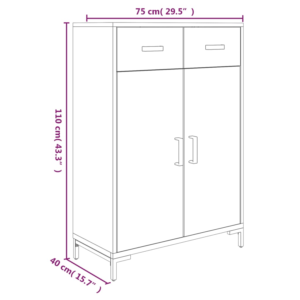 skoskab 75x40x110 cm massivt fyrretræ