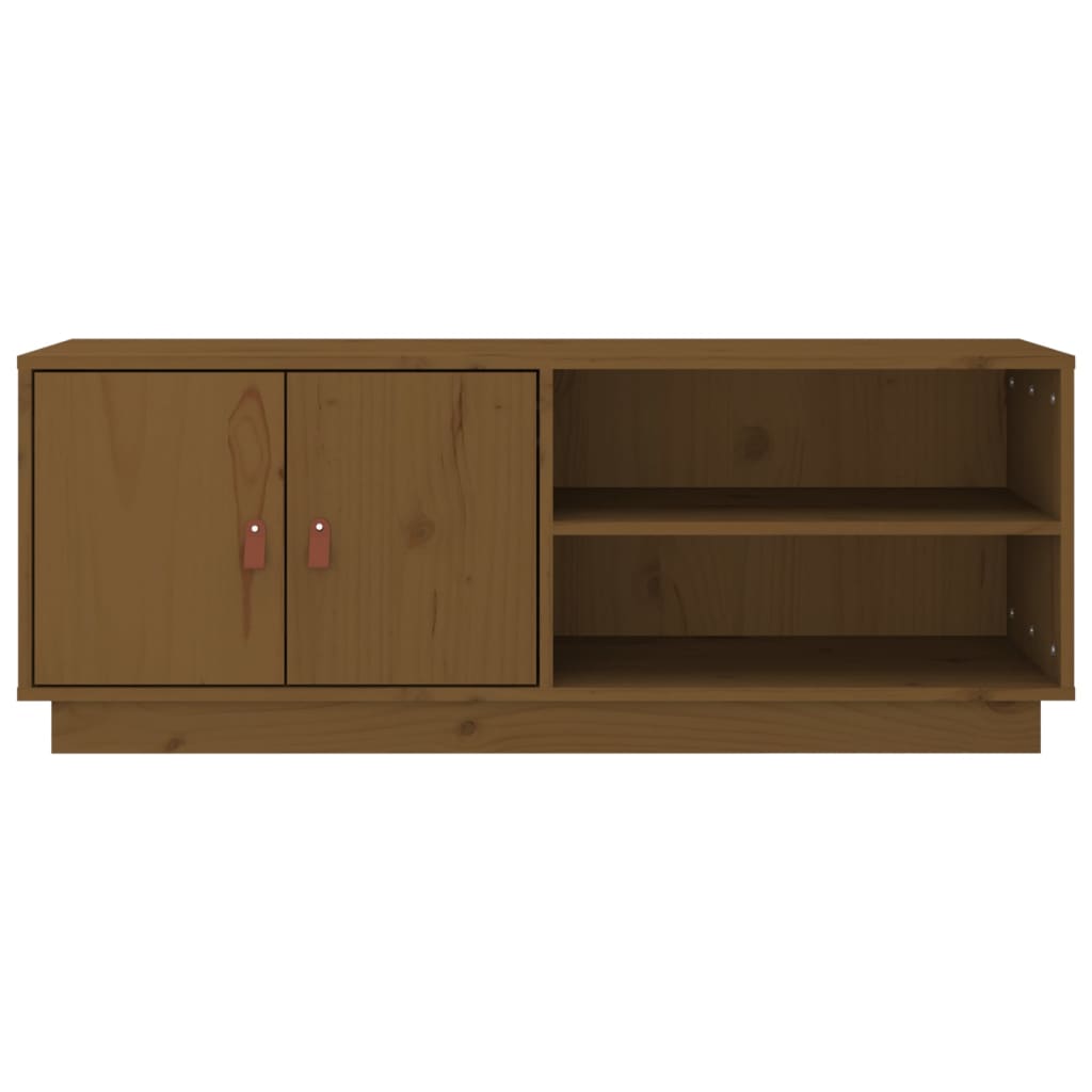 tv-bord 105x34x40 cm massivt fyrretræ gyldenbrun