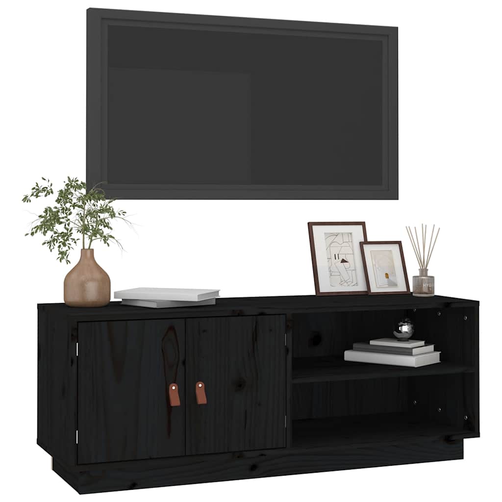 tv-bord 105x34x40 cm massivt fyrretræ sort