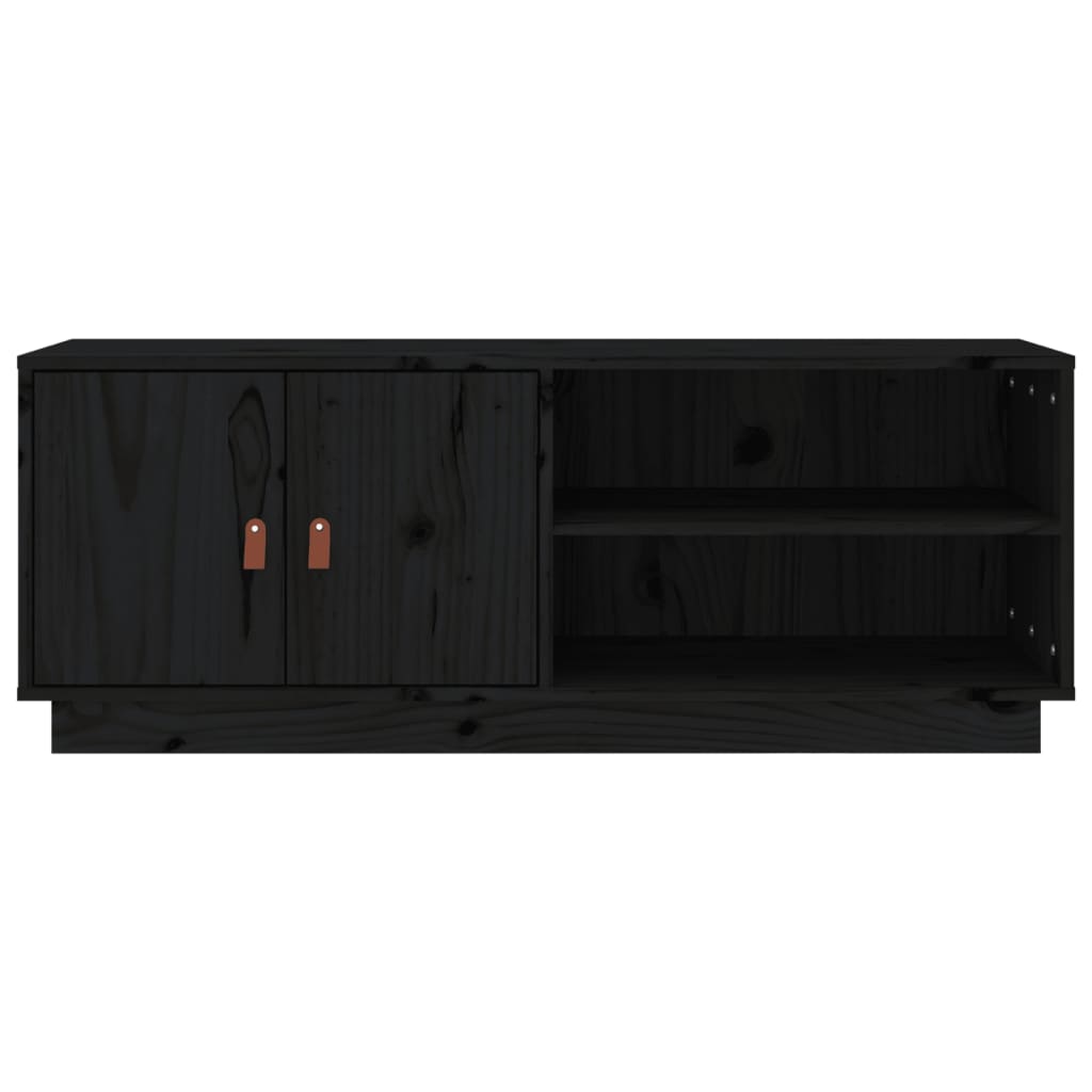 tv-bord 105x34x40 cm massivt fyrretræ sort