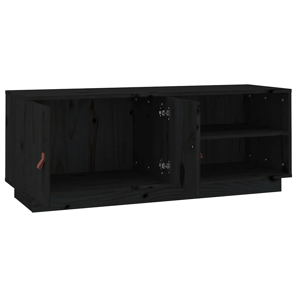 tv-bord 105x34x40 cm massivt fyrretræ sort