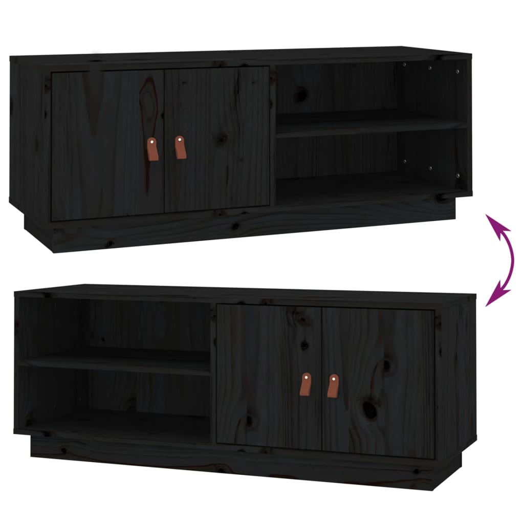 tv-bord 105x34x40 cm massivt fyrretræ sort