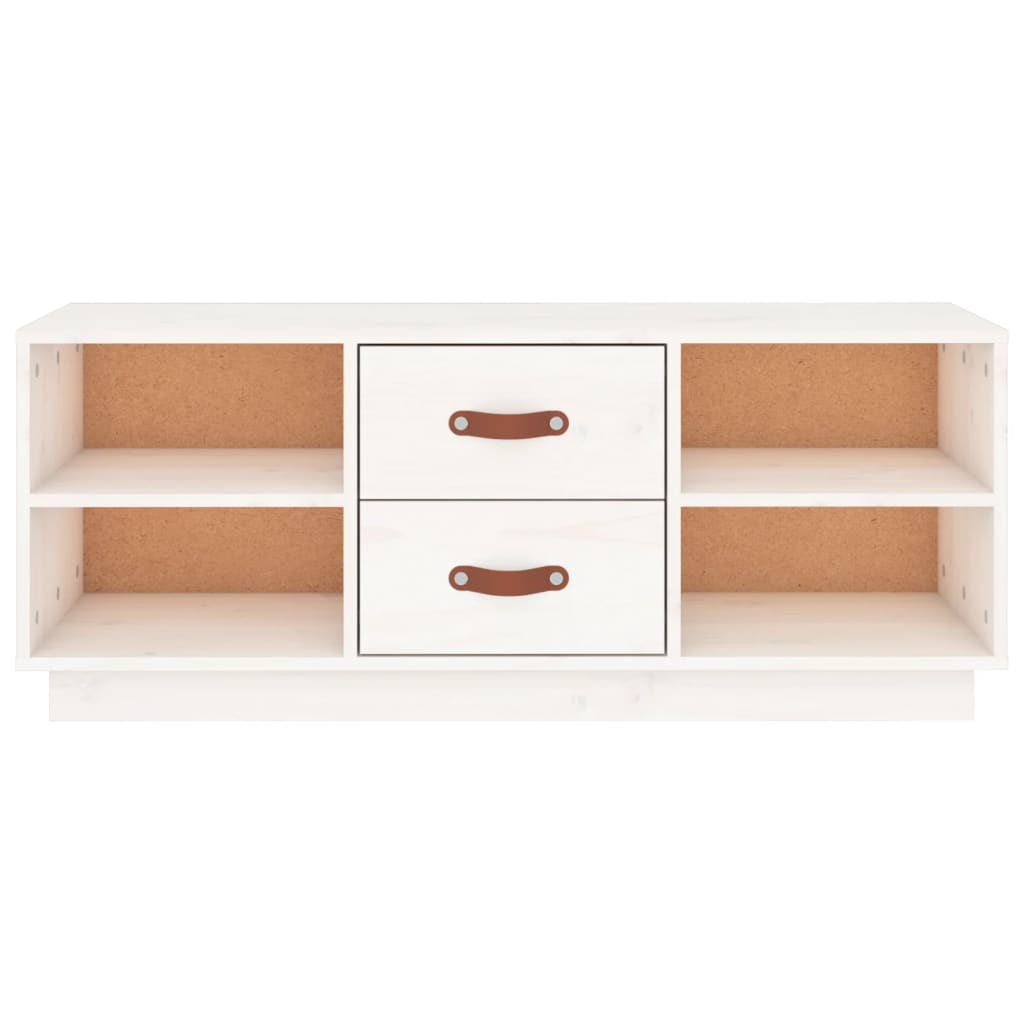 tv-bord 100x34x40 cm massivt fyrretræ hvid