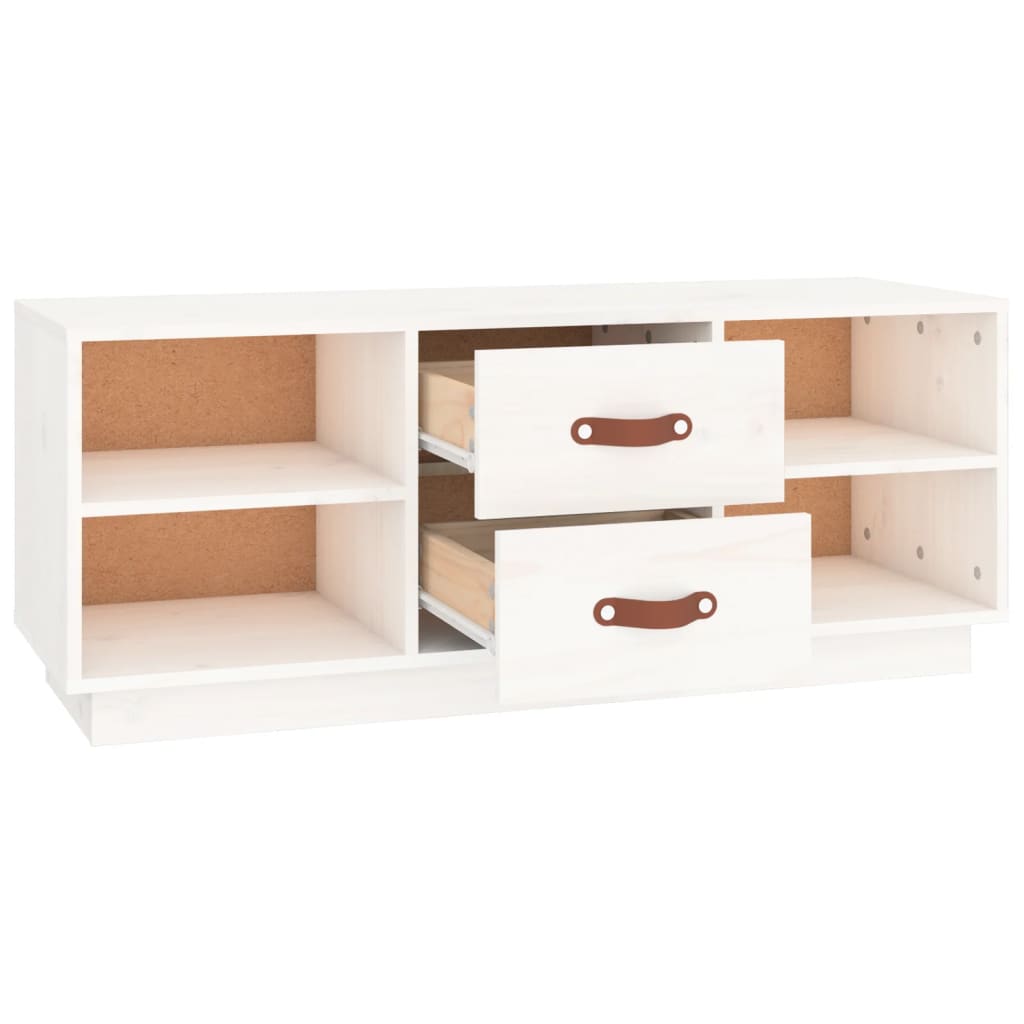 tv-bord 100x34x40 cm massivt fyrretræ hvid