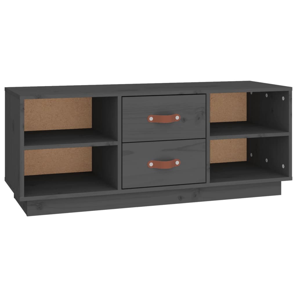 tv-bord 100x34x40 cm massivt fyrretræ grå