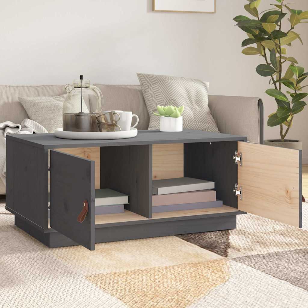 sofabord 80x50x35 cm massivt fyrretræ grå