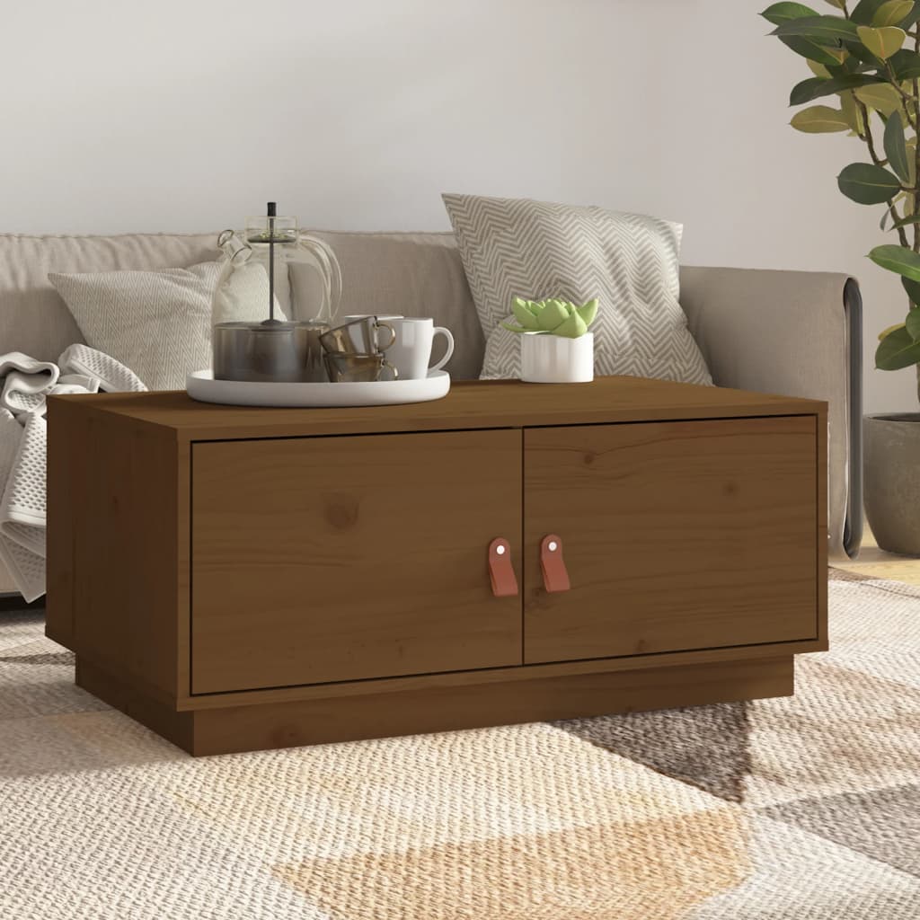 sofabord 80x50x35 cm massivt fyrretræ gyldenbrun