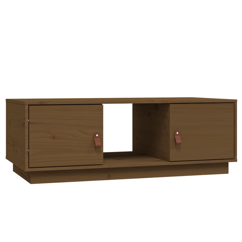 sofabord 100x50x35 cm massivt fyrretræ gyldenbrun