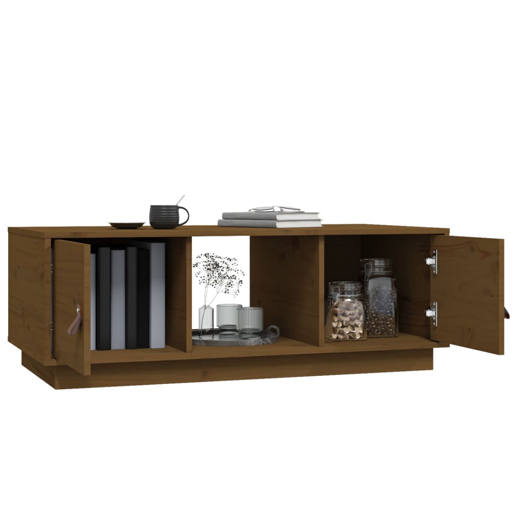 sofabord 100x50x35 cm massivt fyrretræ gyldenbrun