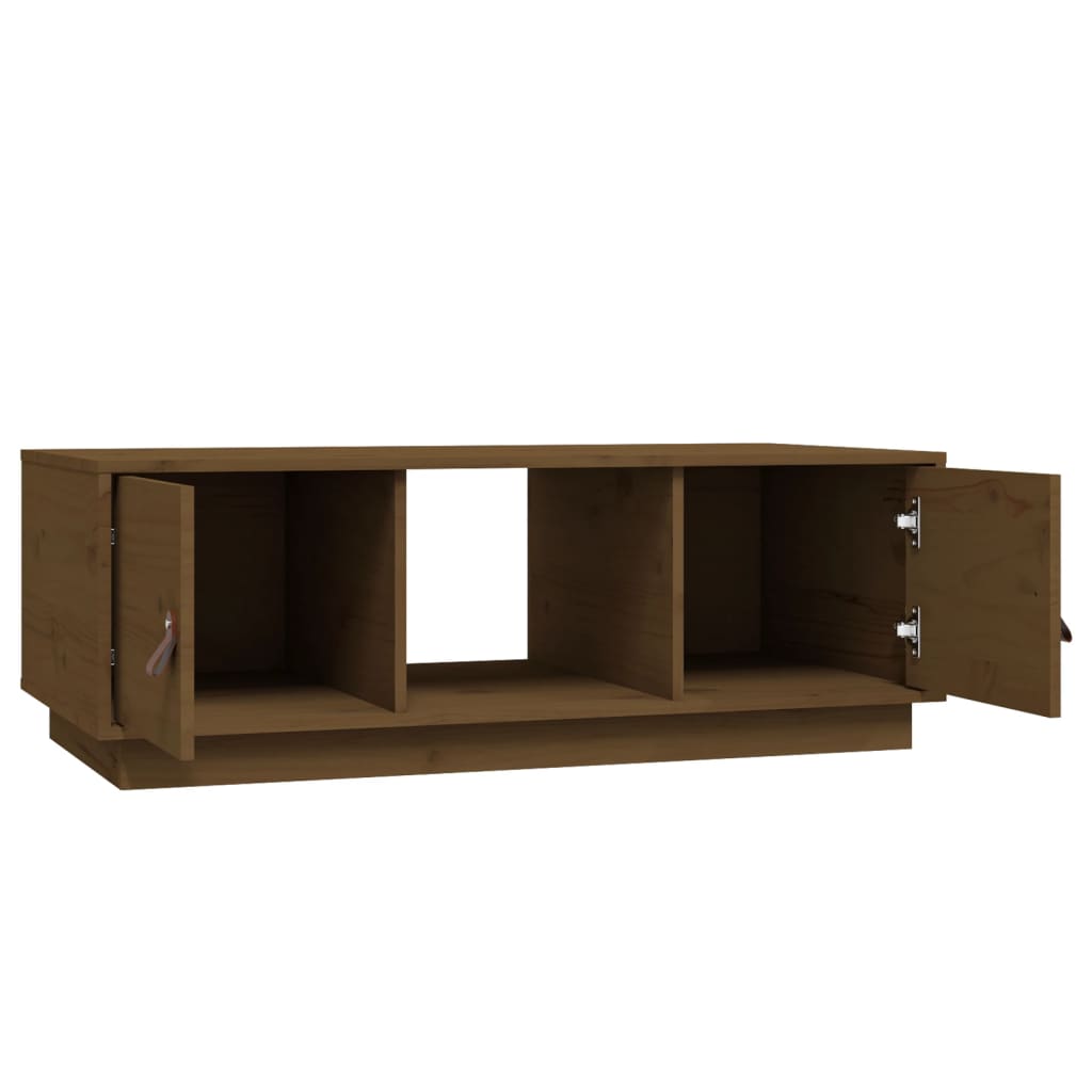 sofabord 100x50x35 cm massivt fyrretræ gyldenbrun