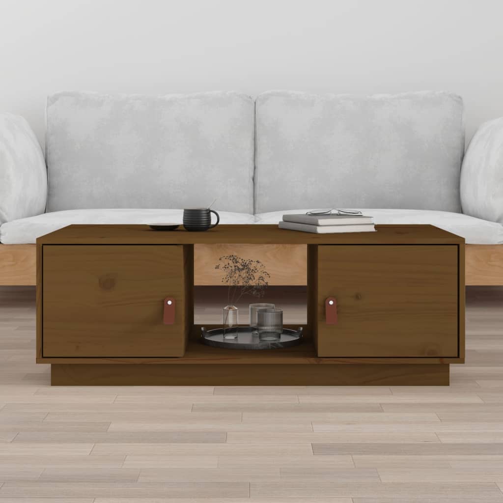 sofabord 100x50x35 cm massivt fyrretræ gyldenbrun