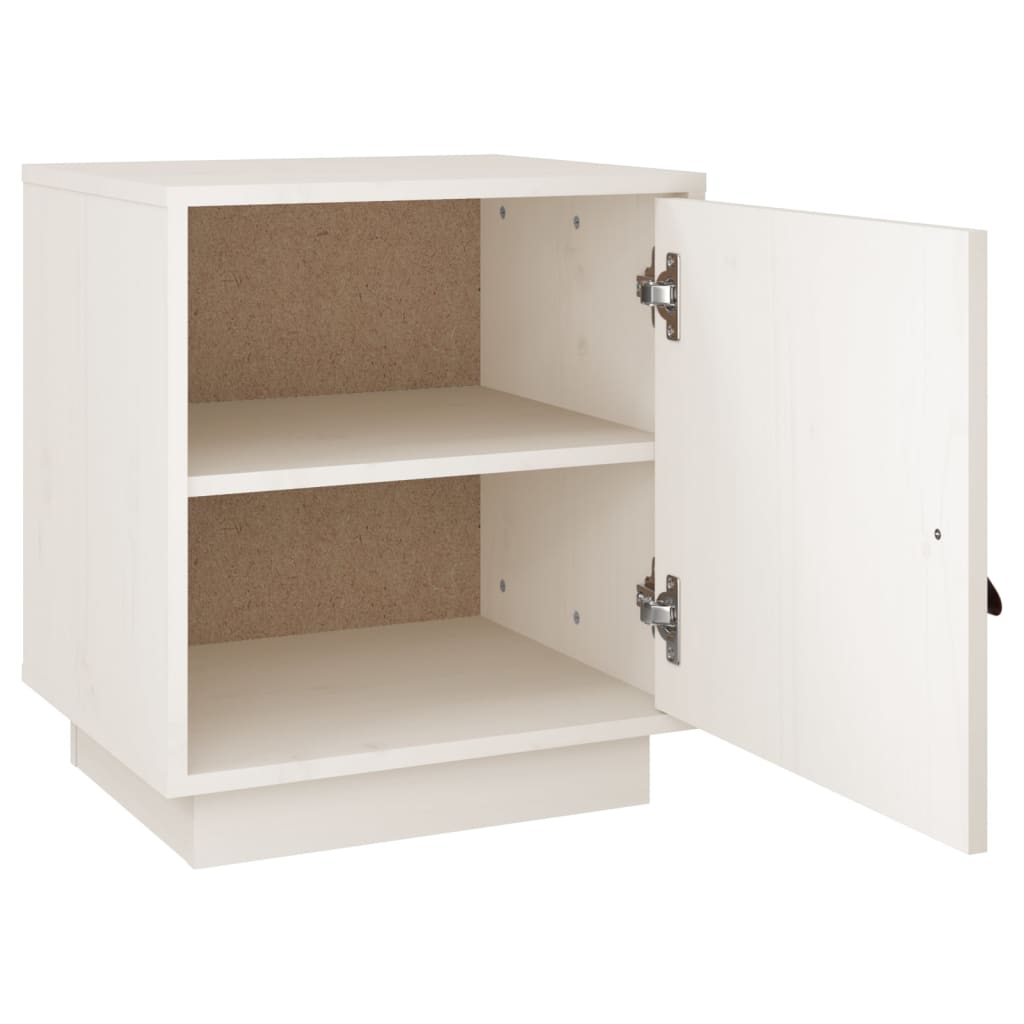 sengebord 40x34x45 cm massivt fyrretræ hvid
