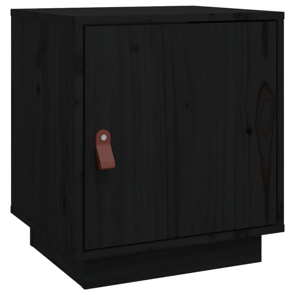 sengebord 40x34x45 cm massivt fyrretræ sort