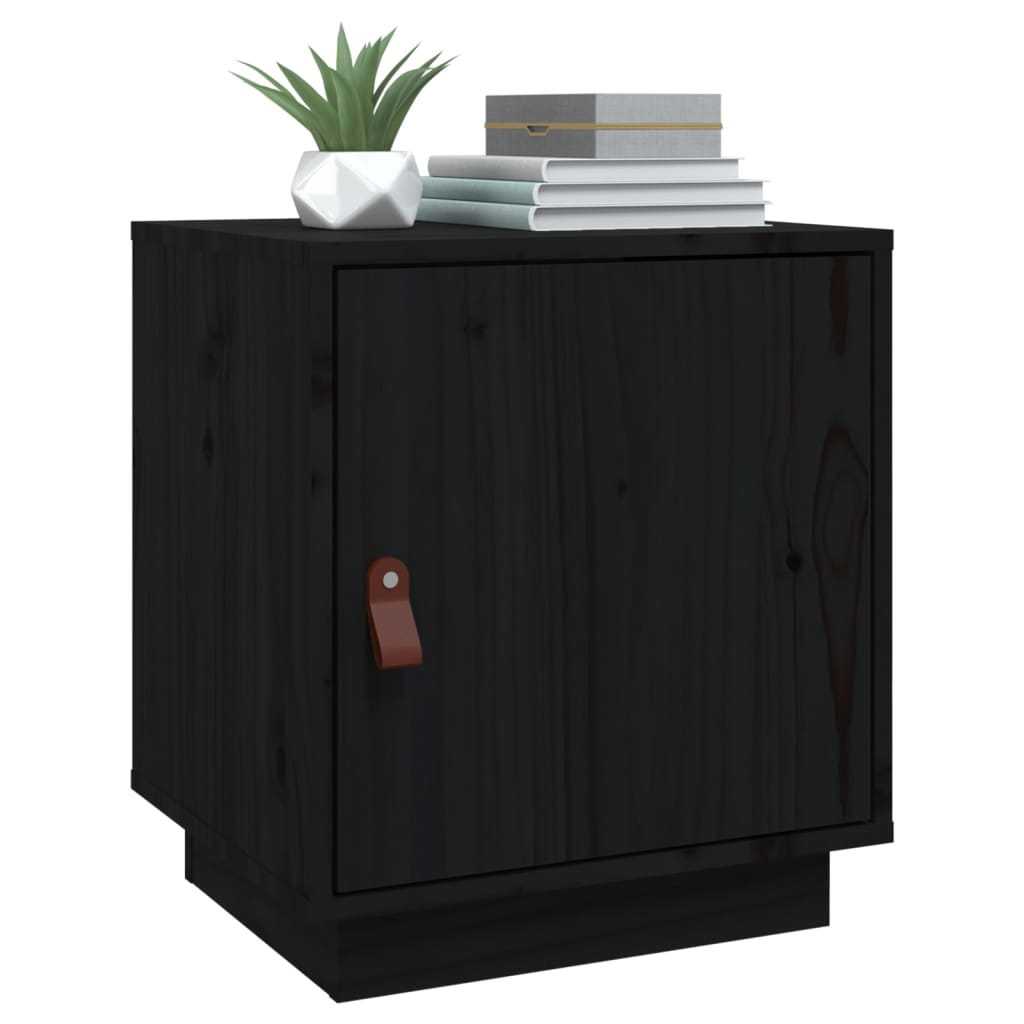 sengebord 40x34x45 cm massivt fyrretræ sort