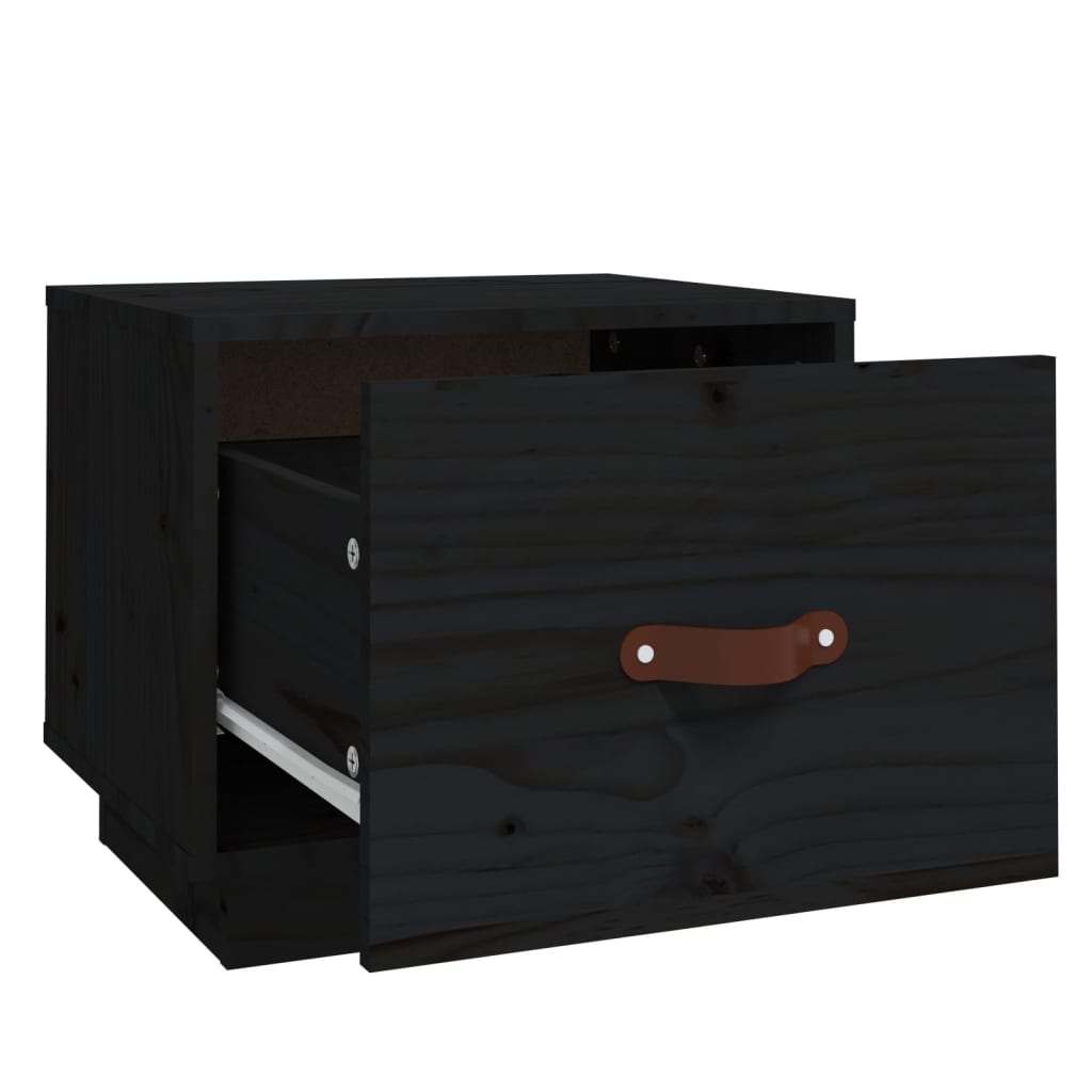 sengebord 40x34x35 cm massivt fyrretræ sort