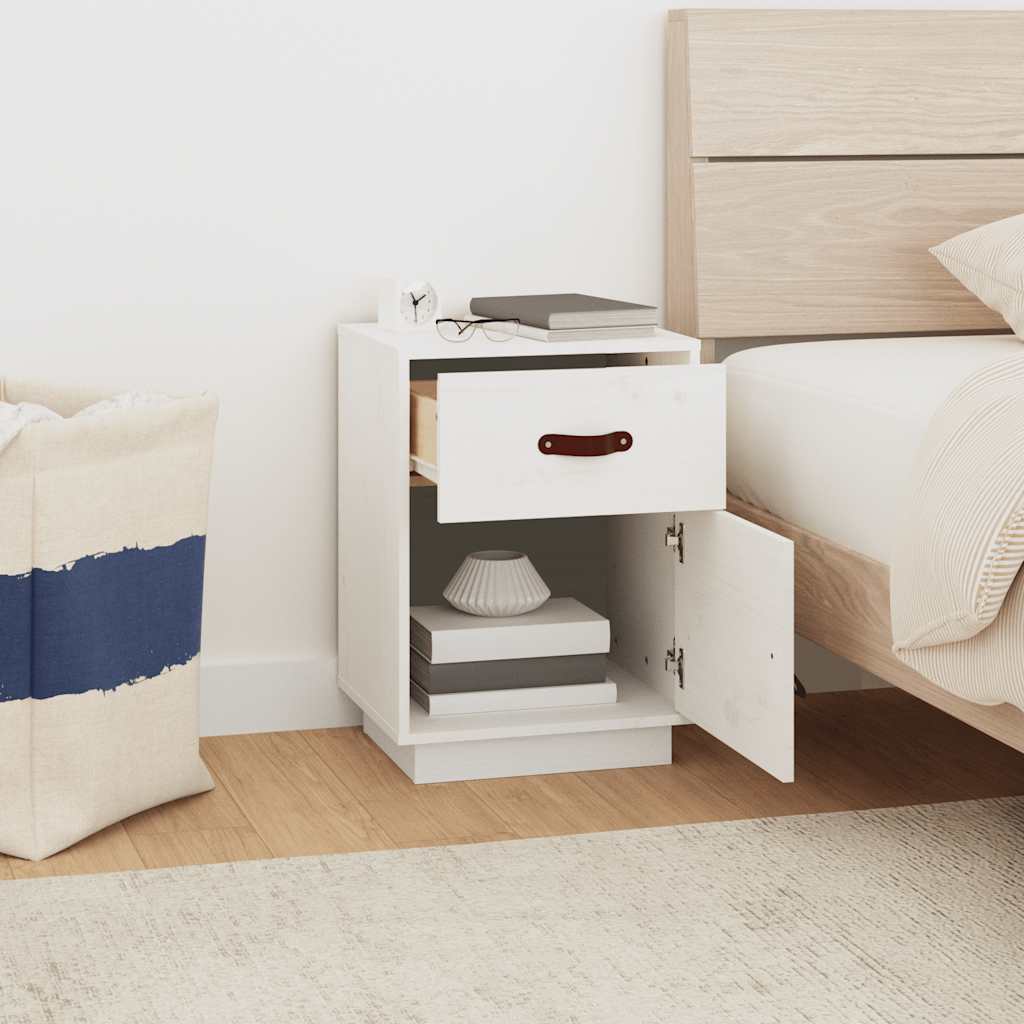 sengeborde 2 stk. 40x34x55 cm massivt fyrretræ hvid