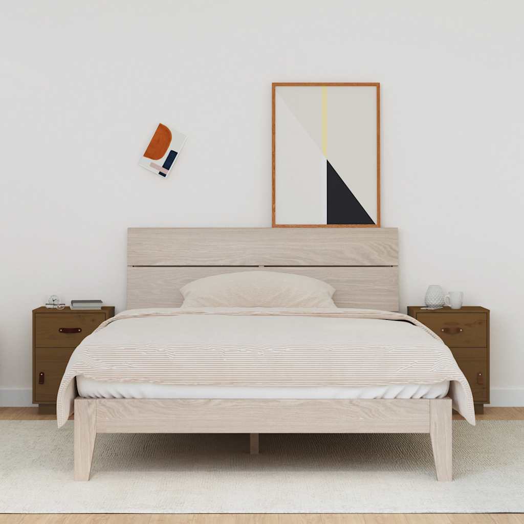sengeborde 2 stk. 40x34x55 cm massivt fyrretræ gyldenbrun