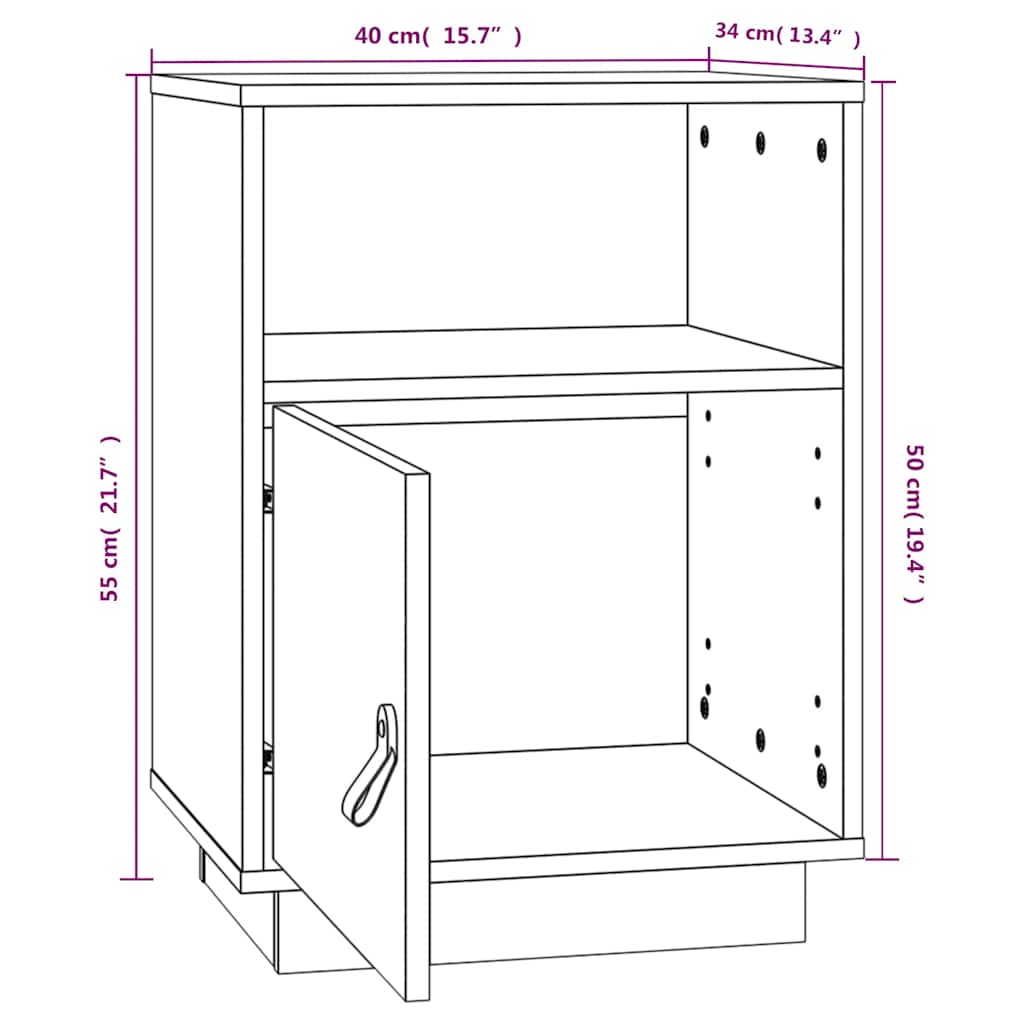 sengeborde 2 stk. 40x34x55 cm massivt fyrretræ