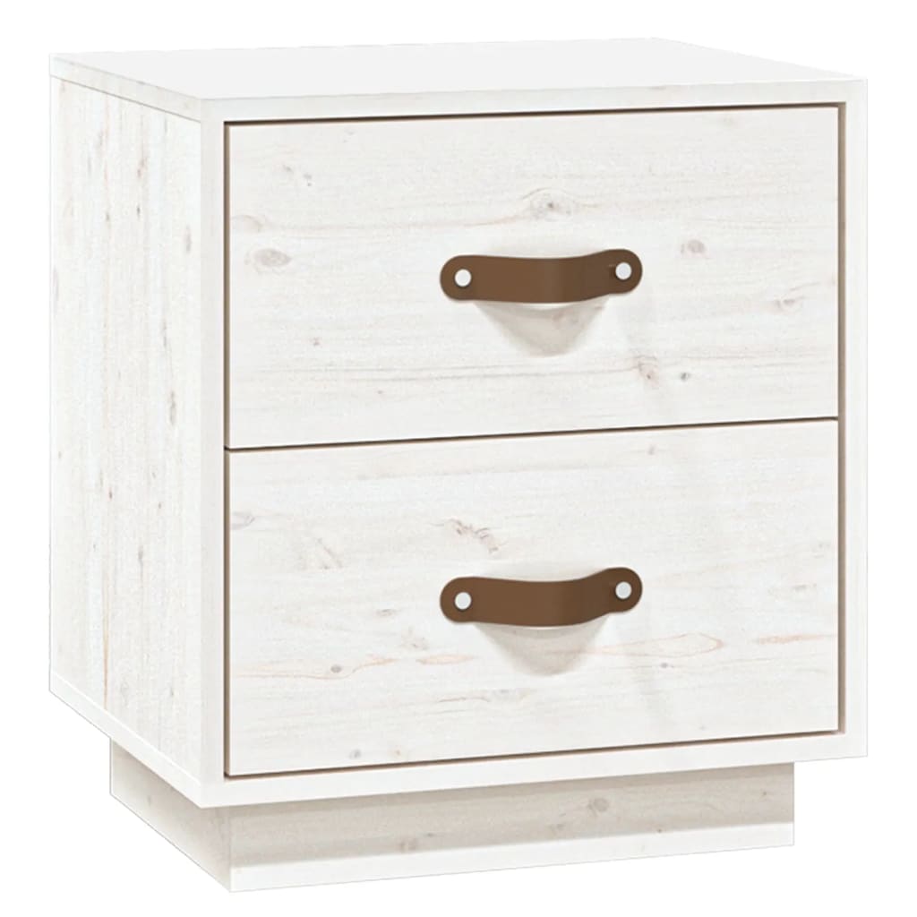 sengebord 40x34x45 cm massivt fyrretræ hvid