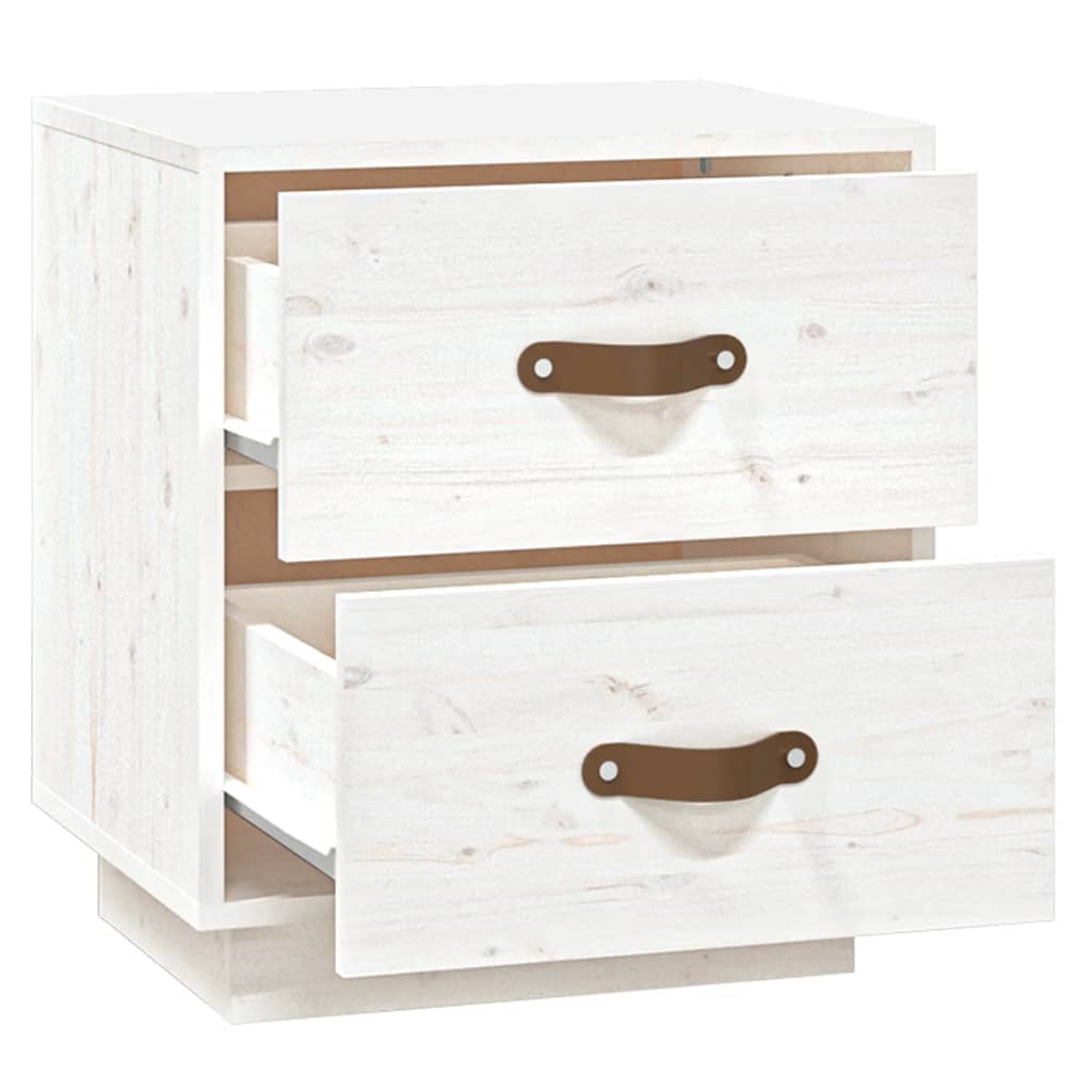sengebord 40x34x45 cm massivt fyrretræ hvid