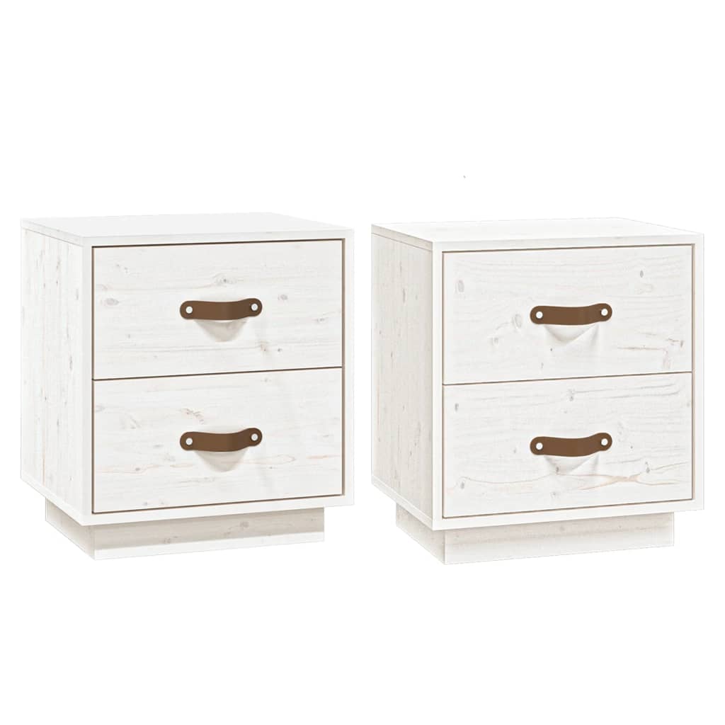 sengeborde 2 stk. 40x34x45 cm massivt fyrretræ hvid