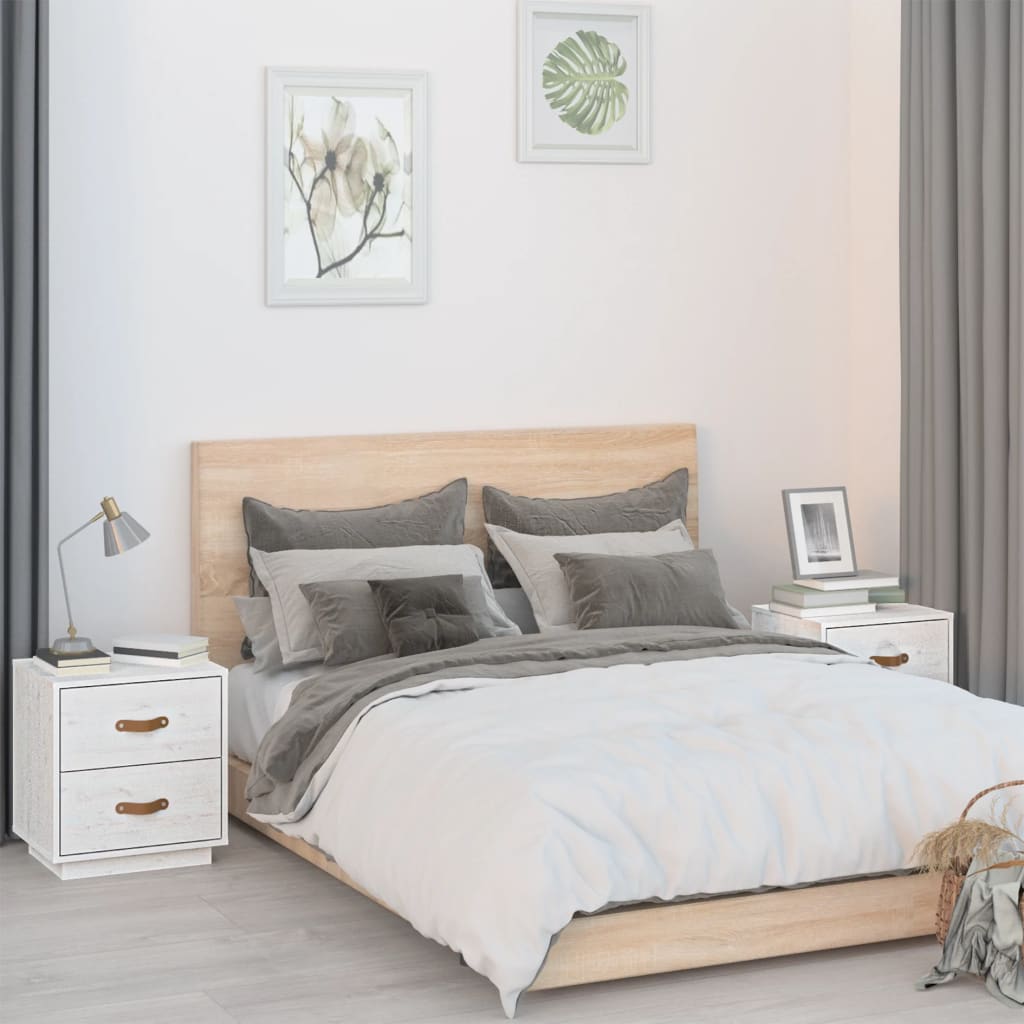 sengeborde 2 stk. 40x34x45 cm massivt fyrretræ hvid