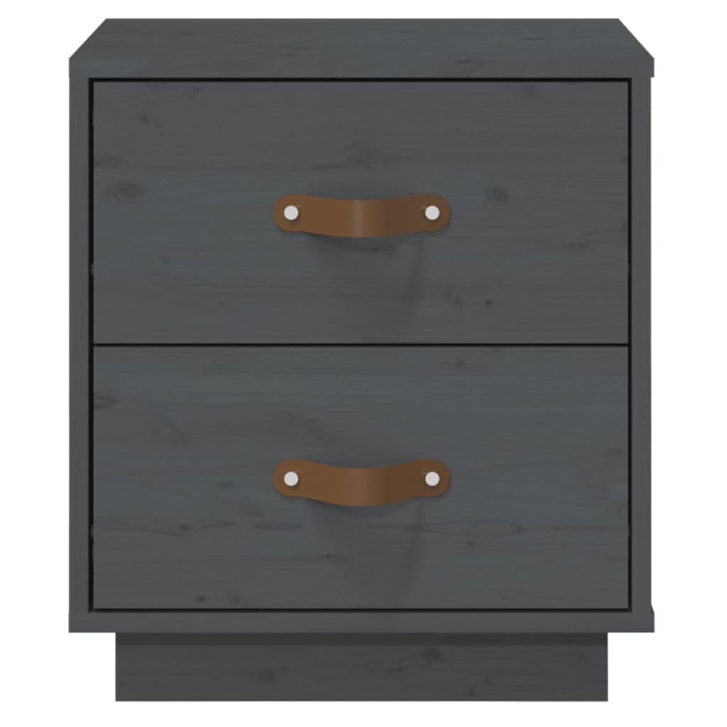 sengebord 40x34x45 cm massivt fyrretræ grå