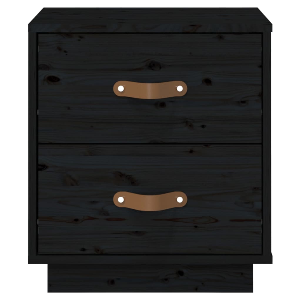 sengeborde 2 stk. 40x34x45 cm massivt fyrretræ sort
