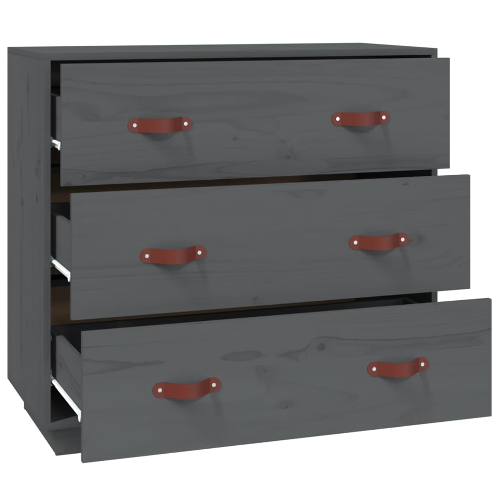 skænk 80x40x75 cm massivt fyrretræ grå