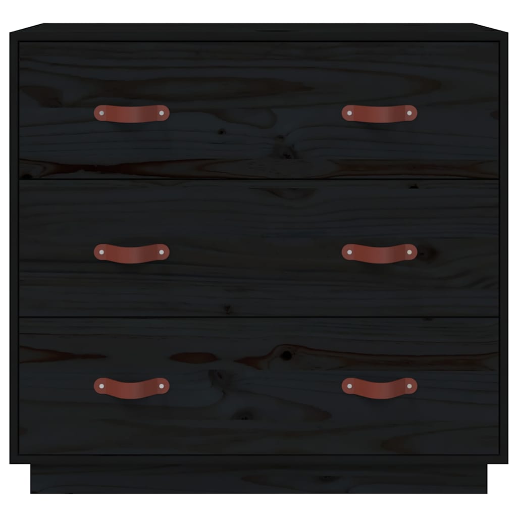 skænk 80x40x75 cm massivt fyrretræ sort