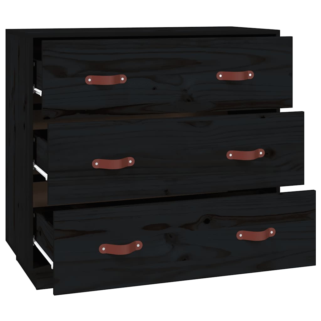 skænk 80x40x75 cm massivt fyrretræ sort