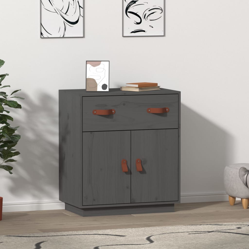 skænk 65,5x40x75 cm massivt fyrretræ grå