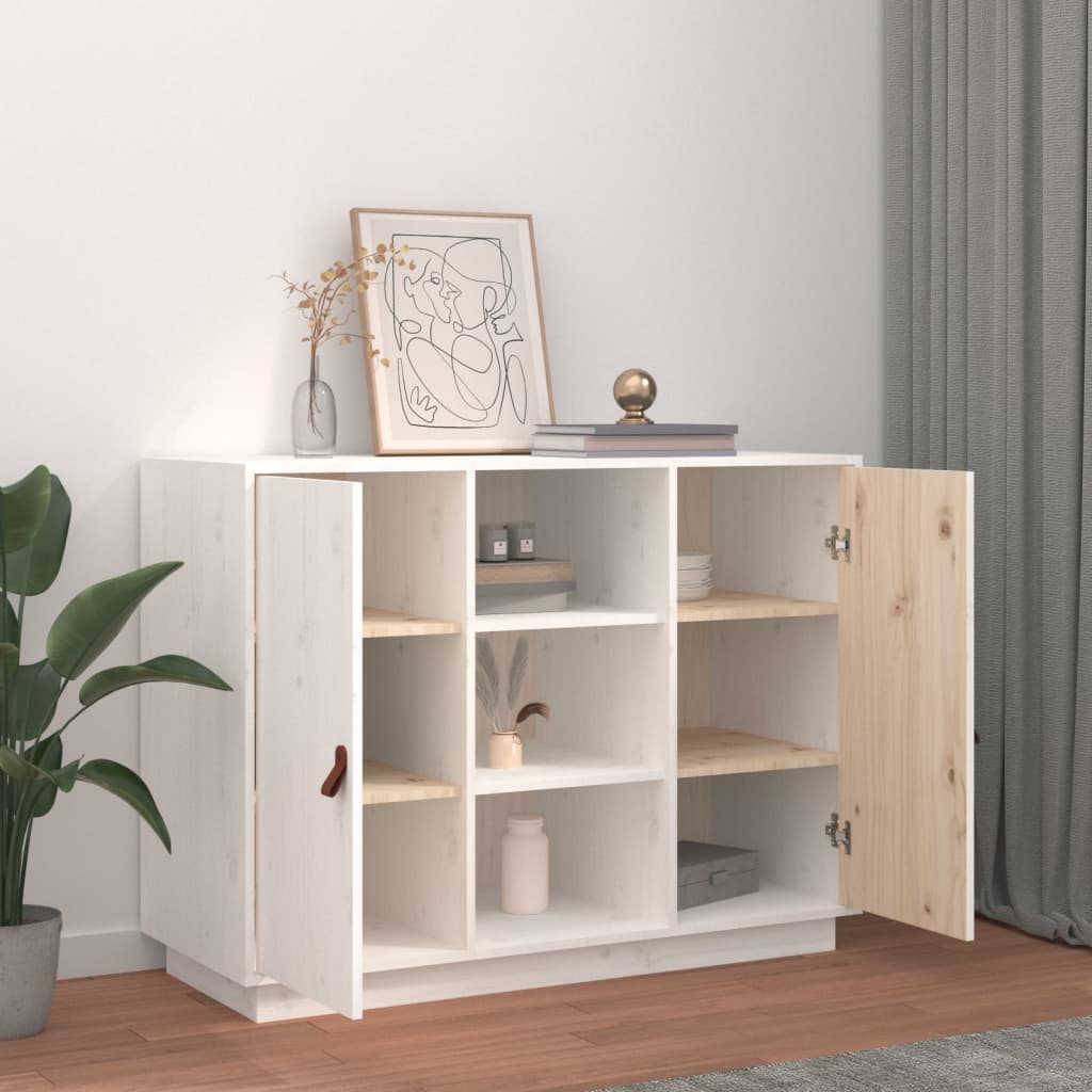 skænk 100x40x75 cm massivt fyrretræ hvid