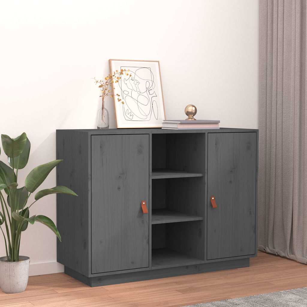skænk 100x40x75 cm massivt fyrretræ Grå