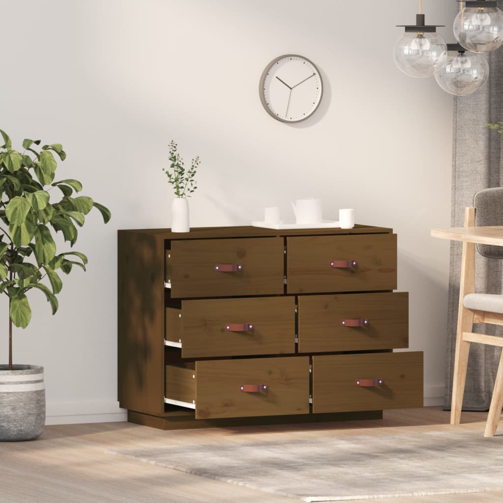 skænk 100x40x75 cm massivt fyrretræ gyldenbrun