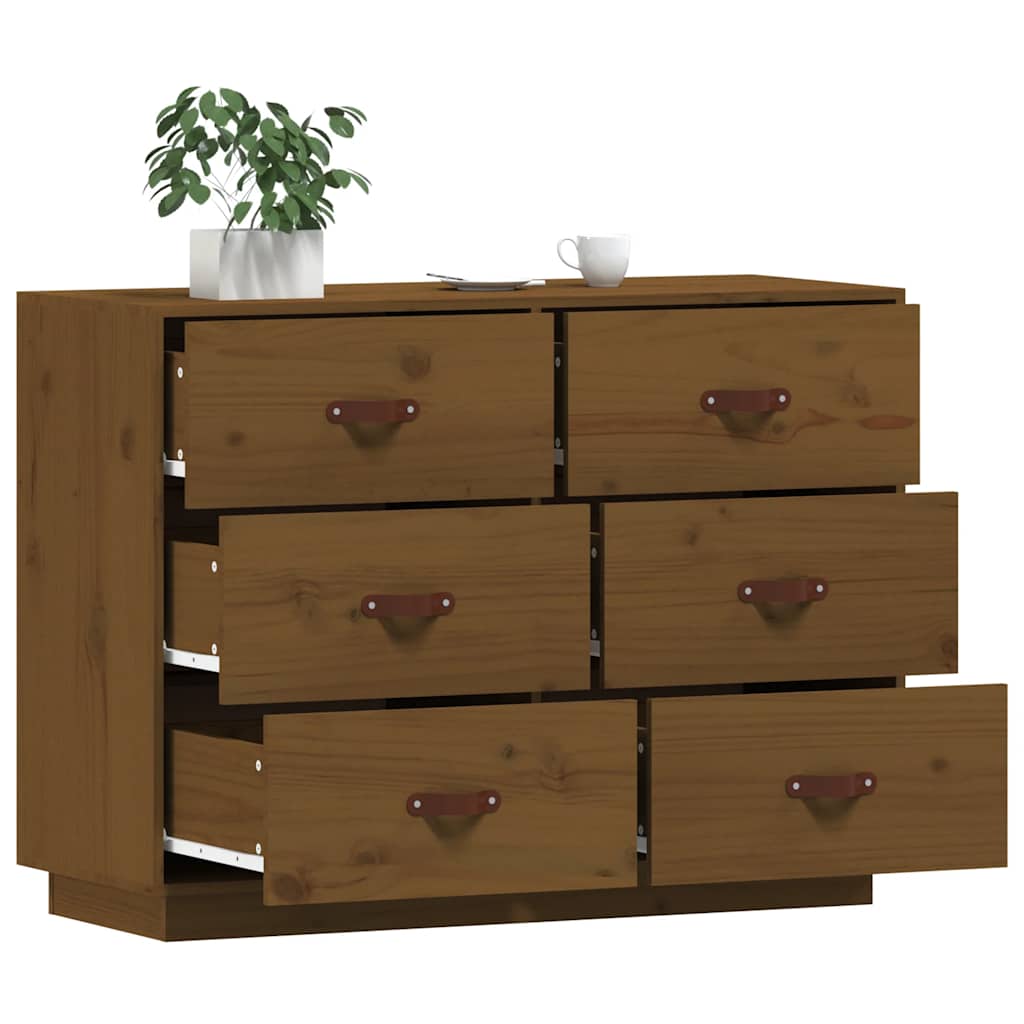 skænk 100x40x75 cm massivt fyrretræ gyldenbrun